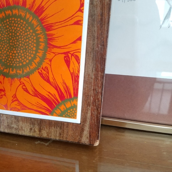 Orange Flower Ceramic and Wood Trivet - Picture 6 of 10
